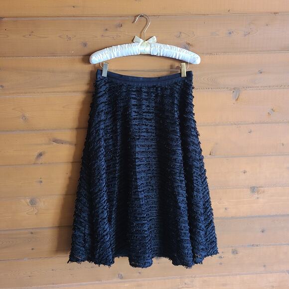 Anthropologie Maeve Grazia Textured Black High Rise Midi Skirt Size 4 Boho - Picture 1 of 6